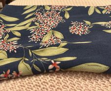 Navy Floral Crepe Fabric