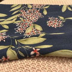 Navy Floral Crepe Fabric