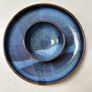 Irish Handmade Ceramic Dip Bowl / Speckled Blue Rustic Stoneware Chip & Crudite Platter Image 4