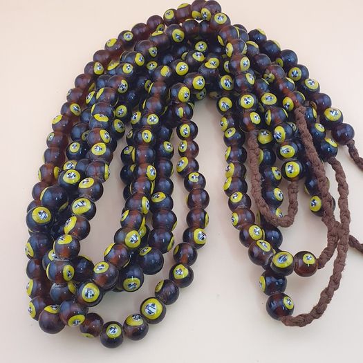 Vintage Middle Eastern Old Face Glass Beads Necklace