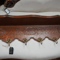 French Carved Oak Wall Coat Rack
