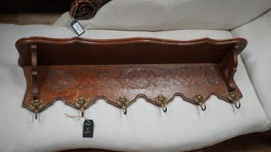 French Carved Oak Wall Coat Rack
