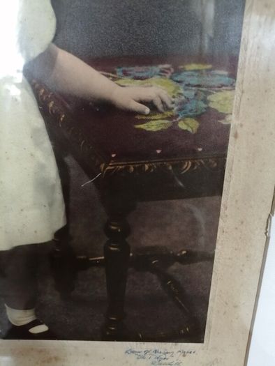Large Vintage Framed Tinted Photo Portrait of a Young Girl