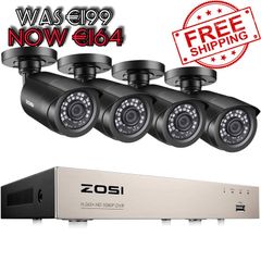 NEW SALE | 8CH CCTV Camera System with 4 x 1080P HD Outdoor Security Bullet Cameras NO Hard Drive 80ft Night Vision Motion Detection Remote Monitoring