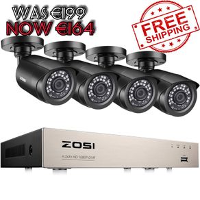 NEW SALE | 8CH CCTV Camera System with 4 x 1080P HD Outdoor Security Bullet Cameras NO Hard Drive 80ft Night Vision Motion Detection Remote Monitoring
