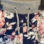 Italian Boutique Navy Blue Floral Drawstring Joggers Size UK 14-16 Image 3