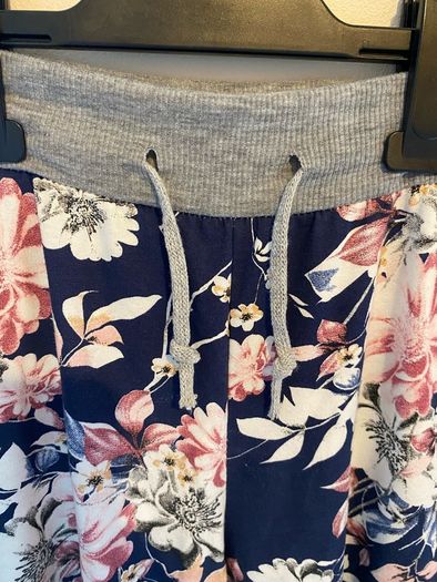 Italian Boutique Navy Blue Floral Drawstring Joggers Size UK 14-16