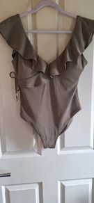 Karen Millen Khaki Ruffled Swimsuit