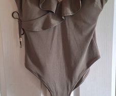 Karen Millen Khaki Ruffled Swimsuit