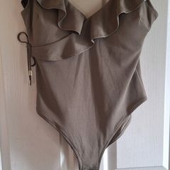 Karen Millen Khaki Ruffled Swimsuit