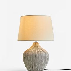 Cream scratch ceramic large table lamp