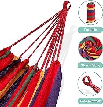 NEW SALE | Large Woven Canvas Hammock Garden Swing, with Portable Travel Carry Bag & Secure Ropes - 270x150cm, for Outdoor Summer Camping, 150kg Weight Capacity