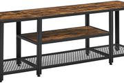 TV Shelf, Lowboard for TVs up to 65 Inches, TV Stand with 3 Levels, Open Storage Rack, Industrial Design, for Living Room, Vintage Brown/Black