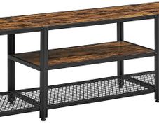 TV Shelf, Lowboard for TVs up to 65 Inches, TV Stand with 3 Levels, Open Storage Rack, Industrial Design, for Living Room, Vintage Brown/Black