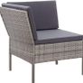 _3-piece garden furniture. with cushions seating group garden set lounge sofa seating set garden set garden sofa corner sofa middle sofa ottoman poly rattan gray Image 3