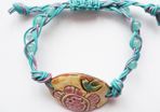 Handmade bracelet,Leather/ceramic bracelet.Jewellery.Gift.One size