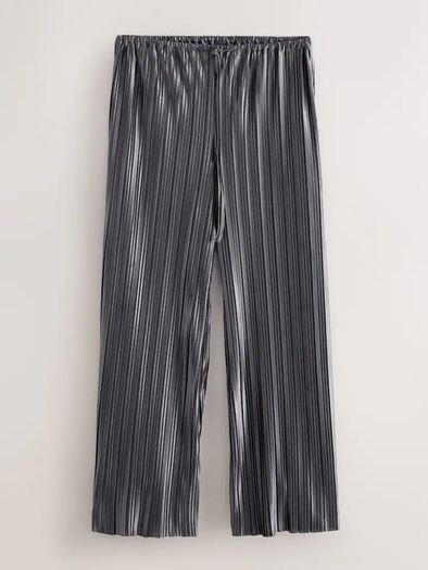 Brand New Nothing Ordinary Charcoal Grey Plisse Wide Leg Trousers in Size UK14