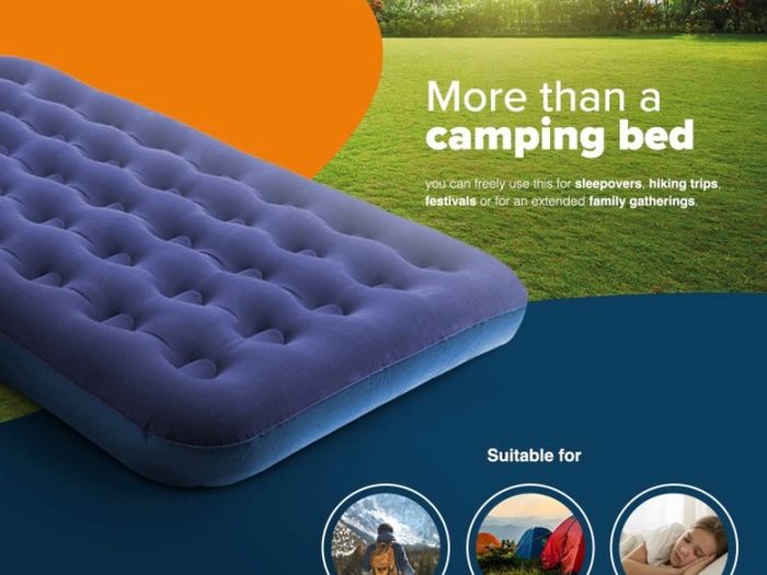 Camping Inflatable Airbed - Quick Inflating Outdoor Air Mattress with Spring Support & Durable Material I Versatile, Easy Store Blow Up Bed Perfect for Hiking & Festivals Double With Free Air Pump (FREE POSTAGE)