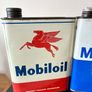 3 x Vintage Mobiloil 2L Oil Cans Image 2