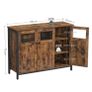 Sideboard vintage brown-black  sideboard, kitchen cabinet, storage cabinet, with glass doors, for living room, kitchen, dining room, steel frame, industrial style, vintage brown-black Image 4