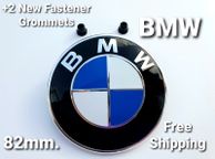 main image for ad 1x BMW 82mm +2 Fastener Grommets Classic blue Emblem Badge Front Rear Bonnet Logo 1 3 5 6 7 series  x z m class 82 with black back