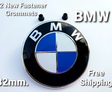 1x BMW 82mm +2 Fastener Grommets Classic blue Emblem Badge Front Rear Bonnet Logo 1 3 5 6 7 series  x z m class 82 with black back