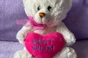 Heatons White Mother's Day Teddy Bear with Pink Heart