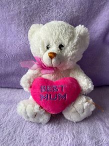 Heatons White Mother's Day Teddy Bear with Pink Heart