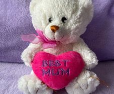 Heatons White Mother's Day Teddy Bear with Pink Heart