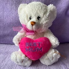 Heatons White Mother's Day Teddy Bear with Pink Heart