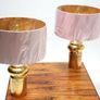 Pair of gold glazed ceramic lamps by Bitossi for Bergboms, Sweden, 1960s. Image 5