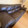 Leather sofa x 2 & footstool Image 4