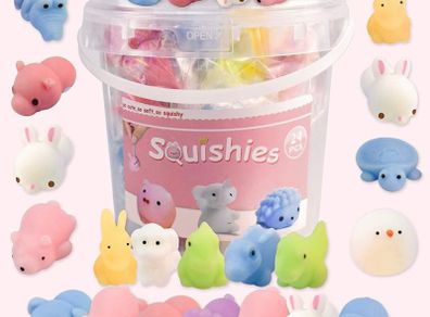 Mochi Squishy Toys - 24 Pcs Random Toy Animals - Mini Squishy Animal Toys Party Decoration Toys - Squishy Toys for Kids and Adults (Free postage)