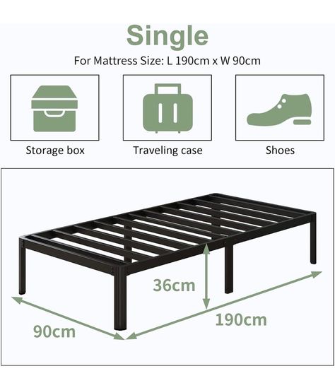 3ft Single Bed Frames with Rounded Corner Legs, Heavy Duty Metal Bed Frame Single with Steel Slats Support, Single Bed 36 cm High, Noise Free, Easy Assembly Amazon's Choice