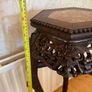 Antique Carved Oriental Plant / Lamp Table with Marble Top Image 4