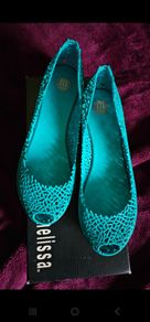 Melissa turquoise rubber rain sandals shoes ballerinas 38 5