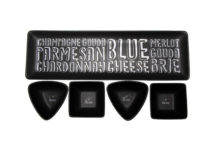 Snack Bowls With Tray Black & Cream