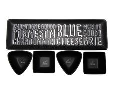 Snack Bowls With Tray Black & Cream