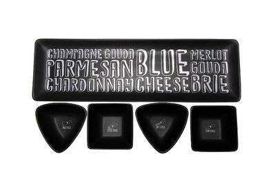 Snack Bowls With Tray Black & Cream