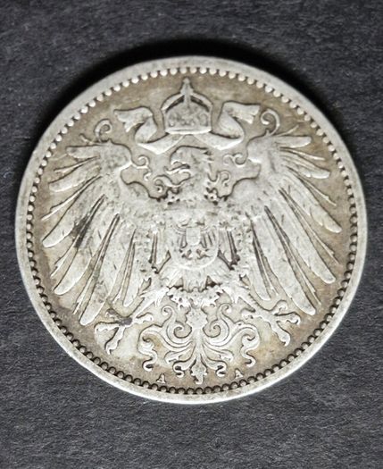 1896 Germany  1 Mark type 2 - small shield / large eagle Silver