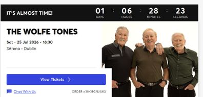 The wolfe Tones saturday 25th standing