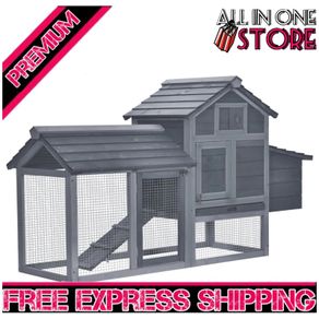 Chicken's 2-Tier Fir Wood Hutch Grey (FREE SHIPPING)