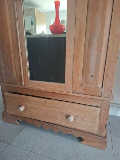 Old vintage pine wardrobe