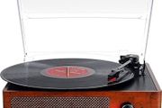 Vinyl Record Player Turntable with Built-in Bluetooth Receiver &amp; 2 Stereo Speakers, 3 Speed 3 Size Portable Retro Record Player for Entertainment and Home Decoration