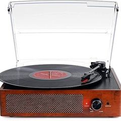 Vinyl Record Player Turntable with Built-in Bluetooth Receiver & 2 Stereo Speakers, 3 Speed 3 Size Portable Retro Record Player for Entertainment and Home Decoration