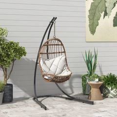 Hammock Chair Stand Only, Hanging Chair Stand with Extra Large Base, Heavy Duty Metal Single Hammock Egg Swing Frame for Indoor Outdoor, 150 KG Load Capacity, Black