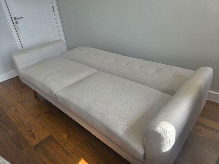 3 Seater Sofa Bed Light Grey Fabric Excellent Condition