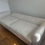3 Seater Sofa Bed Light Grey Fabric Excellent Condition Image 9