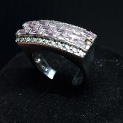 Sterling Silver 925 Pink Stone Statement Ring