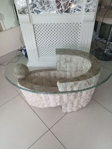 glass stone coffee table